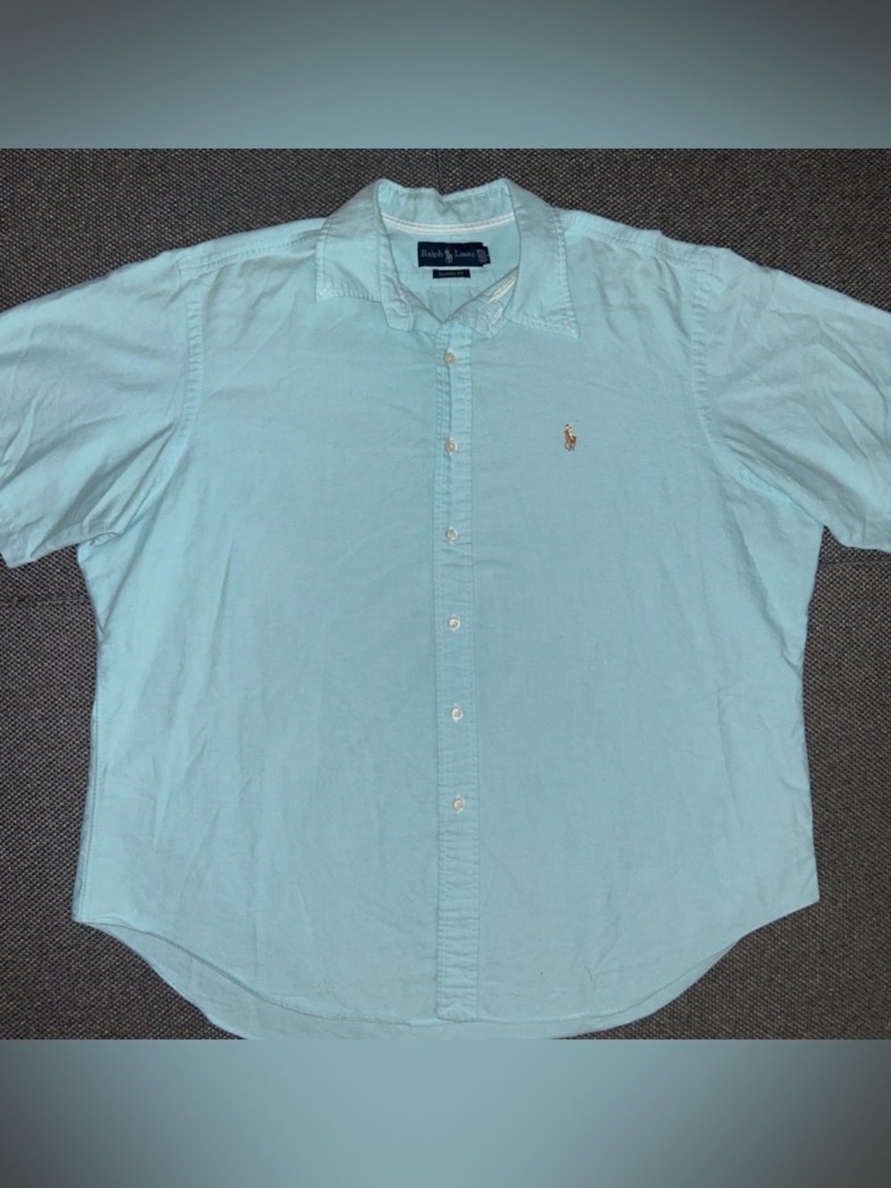 90s Polo Ralph Lauren Men's Light Blue Short Sleeve Button-Up Shirt - Picture 3 of 5
